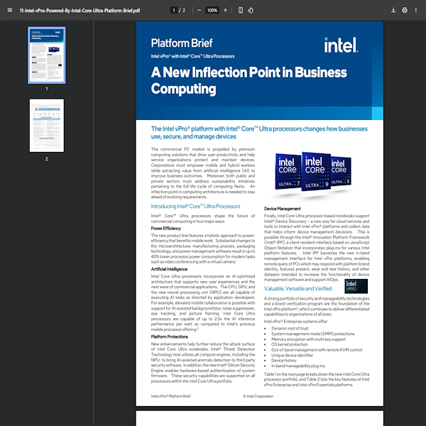 Read more about the article Intel vPro® with Intel® Core™ Ultra Processors | Platform Brief