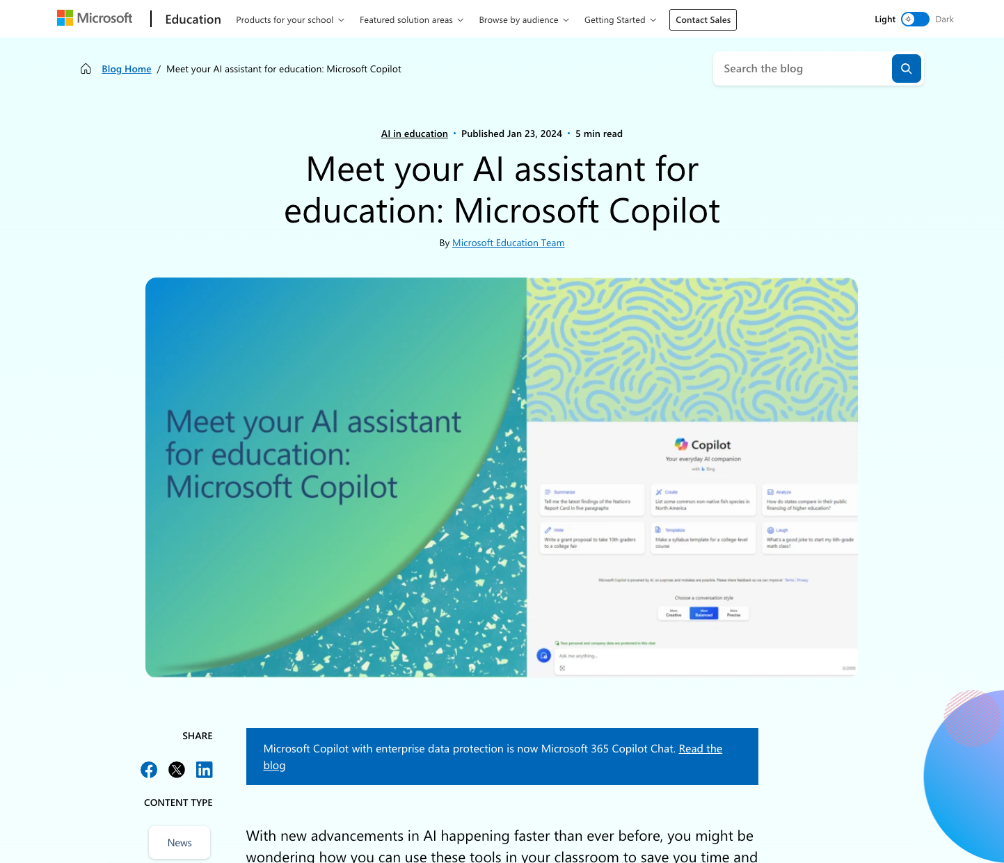Read more about the article Meet your AI assistant for education: Microsoft Copilot
